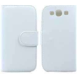Galaxy S3 /i9300 Simple Flip Leather Wallet Case with Stand  (White)